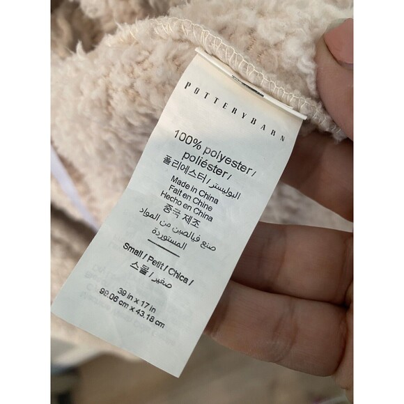 Pottery Barn Women's Teddy Bear Faux Fur Robe Blush-Tan Bath Bed Sz Small - Picture 7 of 8